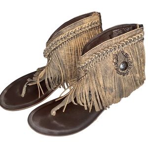 Naughty Monkey Brown Fringe Sandals 10